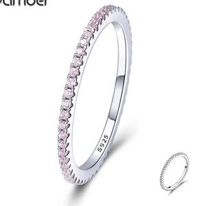 NEW Sterling silver pink rhinestone eternity ring